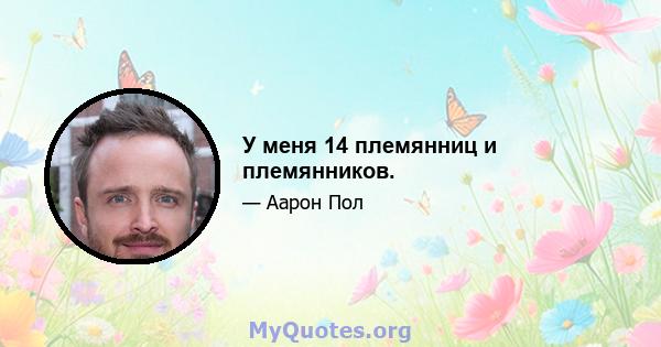 У меня 14 племянниц и племянников.