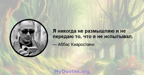 Я никогда не размышляю и не передаю то, что я не испытывал.