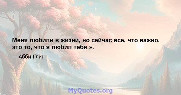 Меня любили в жизни, но сейчас все, что важно, это то, что я любил тебя ».