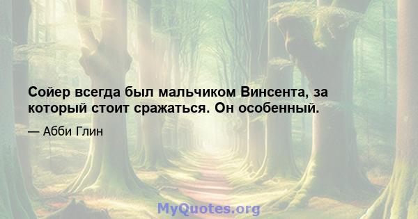 Сойер всегда был мальчиком Винсента, за который стоит сражаться. Он особенный.