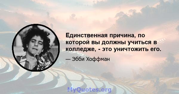 Единственная причина, по которой вы должны учиться в колледже, - это уничтожить его.