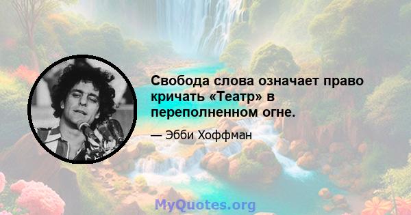 Свобода слова означает право кричать «Театр» в переполненном огне.