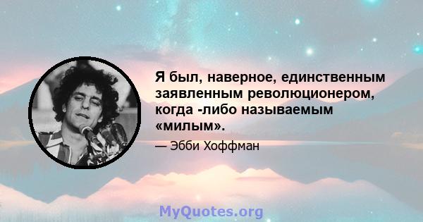 Я был, наверное, единственным заявленным революционером, когда -либо называемым «милым».