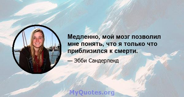 Медленно, мой мозг позволил мне понять, что я только что приблизился к смерти.