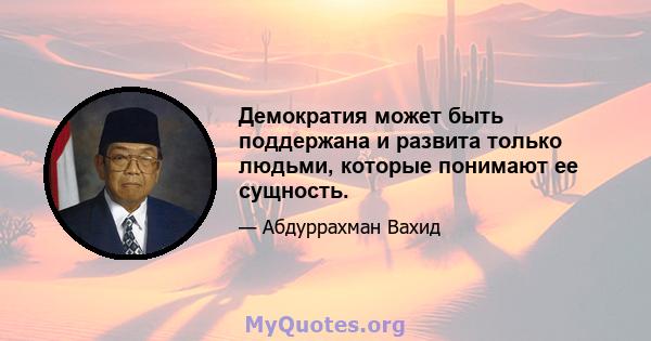 Демократия может быть поддержана и развита только людьми, которые понимают ее сущность.