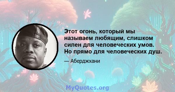 Этот огонь, который мы называем любящим, слишком силен для человеческих умов. Но прямо для человеческих душ.