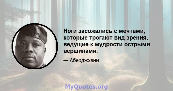 Ноги засожались с мечтами, которые трогают вид зрения, ведущие к мудрости острыми вершинами.