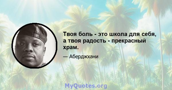 Твоя боль - это школа для себя, а твоя радость - прекрасный храм.