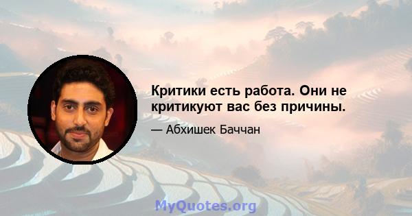 Критики есть работа. Они не критикуют вас без причины.