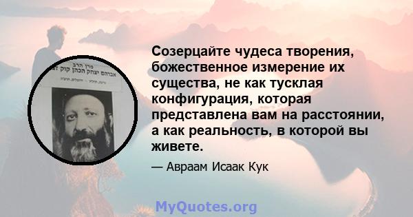 Созерцайте чудеса творения, божественное измерение их существа, не как тусклая конфигурация, которая представлена ​​вам на расстоянии, а как реальность, в которой вы живете.