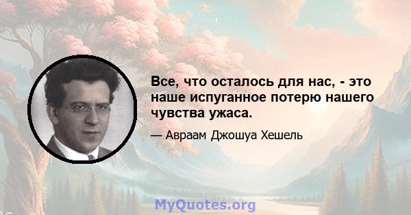 Все, что осталось для нас, - это наше испуганное потерю нашего чувства ужаса.