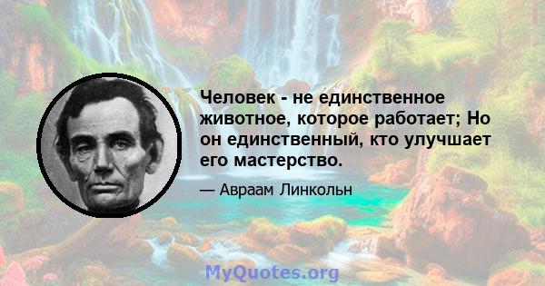 Человек - не единственное животное, которое работает; Но он единственный, кто улучшает его мастерство.