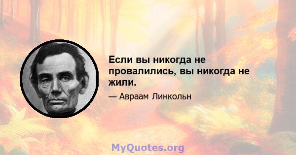 Если вы никогда не провалились, вы никогда не жили.