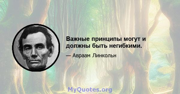 Важные принципы могут и должны быть негибкими.