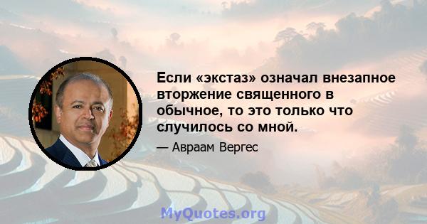 Если «экстаз» означал внезапное вторжение священного в обычное, то это только что случилось со мной.