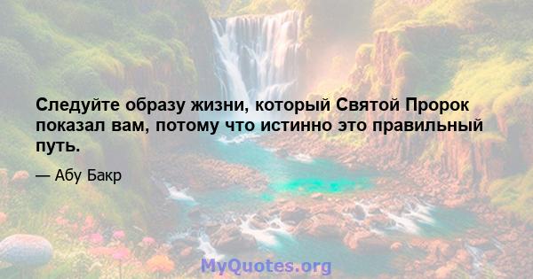 Следуйте образу жизни, который Святой Пророк показал вам, потому что истинно это правильный путь.