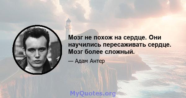 Мозг не похож на сердце. Они научились пересаживать сердце. Мозг более сложный.