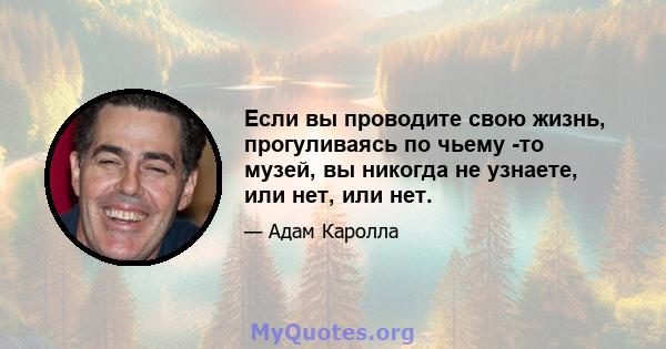 Если вы проводите свою жизнь, прогуливаясь по чьему -то музей, вы никогда не узнаете, или нет, или нет.