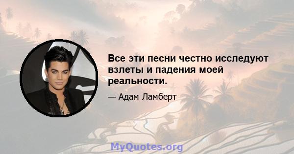 Все эти песни честно исследуют взлеты и падения моей реальности.