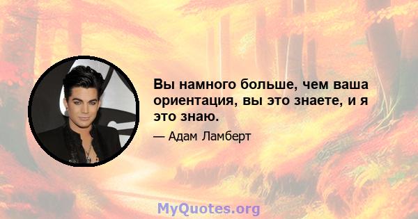 Вы намного больше, чем ваша ориентация, вы это знаете, и я это знаю.