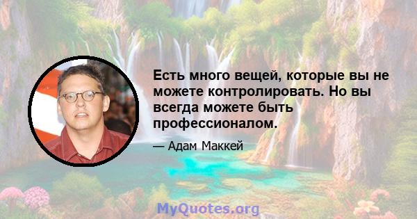 Есть много вещей, которые вы не можете контролировать. Но вы всегда можете быть профессионалом.