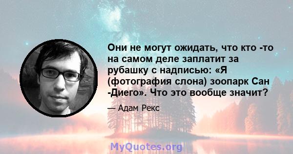 Они не могут ожидать, что кто -то на самом деле заплатит за рубашку с надписью: «Я (фотография слона) зоопарк Сан -Диего». Что это вообще значит?