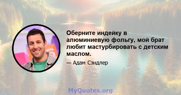 Оберните индейку в алюминиевую фольгу, мой брат любит мастурбировать с детским маслом.