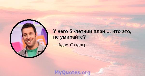 У него 5 -летний план ... что это, не умирайте?