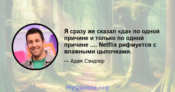 Я сразу же сказал «да» по одной причине и только по одной причине .... Netflix рифмуется с влажными цыпочками.