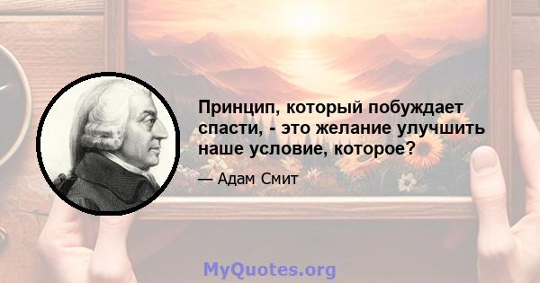 Принцип, который побуждает спасти, - это желание улучшить наше условие, которое?