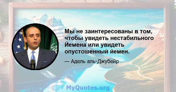 Мы не заинтересованы в том, чтобы увидеть нестабильного Йемена или увидеть опустошенный йемен.