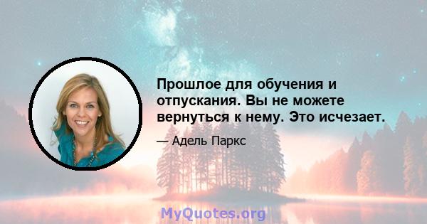 Прошлое для обучения и отпускания. Вы не можете вернуться к нему. Это исчезает.