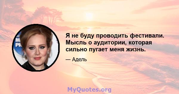 Я не буду проводить фестивали. Мысль о аудитории, которая сильно пугает меня жизнь.