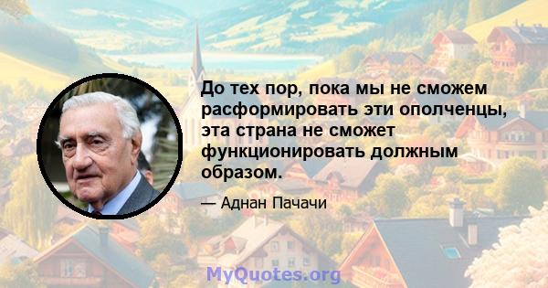 До тех пор, пока мы не сможем расформировать эти ополченцы, эта страна не сможет функционировать должным образом.