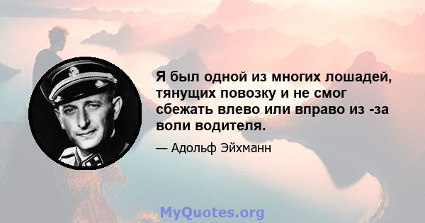 Я был одной из многих лошадей, тянущих повозку и не смог сбежать влево или вправо из -за воли водителя.