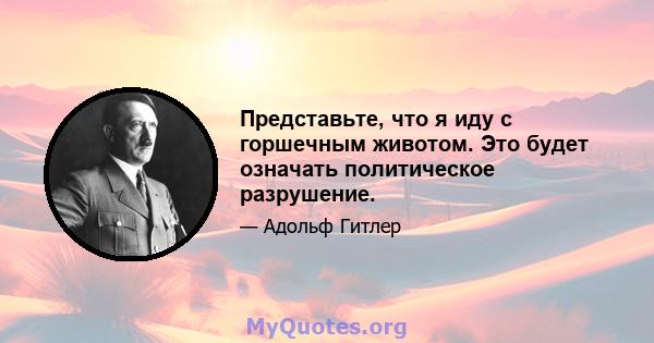 Представьте, что я иду с горшечным животом. Это будет означать политическое разрушение.