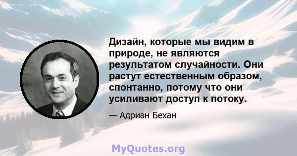 Дизайн, которые мы видим в природе, не являются результатом случайности. Они растут естественным образом, спонтанно, потому что они усиливают доступ к потоку.