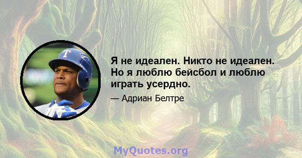 Я не идеален. Никто не идеален. Но я люблю бейсбол и люблю играть усердно.