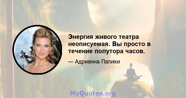 Энергия живого театра неописуемая. Вы просто в течение полутора часов.