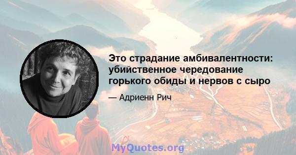 Это страдание амбивалентности: убийственное чередование горького обиды и нервов с сыро