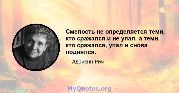 Смелость не определяется теми, кто сражался и не упал, а теми, кто сражался, упал и снова поднялся.