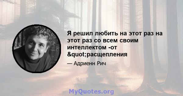 Я решил любить на этот раз на этот раз со всем своим интеллектом -от "расщепления