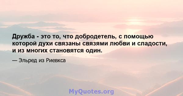 Дружба - это то, что добродетель, с помощью которой духи связаны связями любви и сладости, и из многих становятся один.