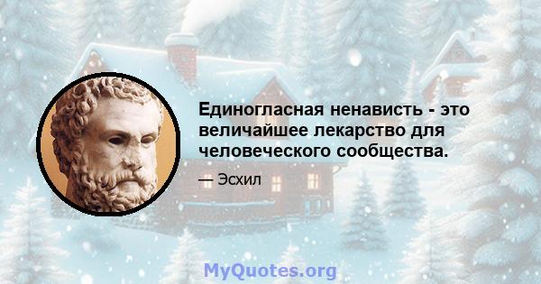 Единогласная ненависть - это величайшее лекарство для человеческого сообщества.