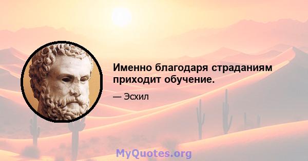 Именно благодаря страданиям приходит обучение.