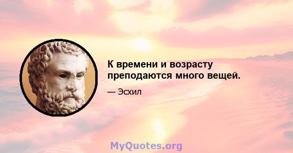 К времени и возрасту преподаются много вещей.