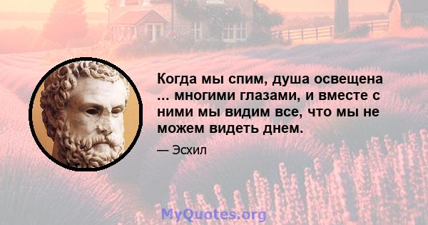 Когда мы спим, душа освещена ... многими глазами, и вместе с ними мы видим все, что мы не можем видеть днем.