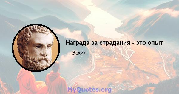 Награда за страдания - это опыт