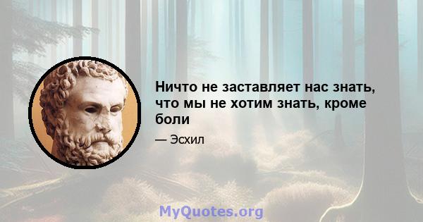 Ничто не заставляет нас знать, что мы не хотим знать, кроме боли