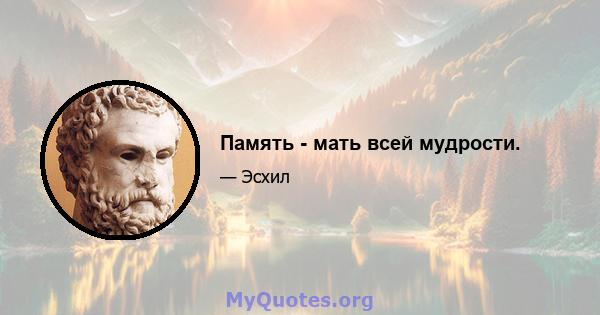 Память - мать всей мудрости.